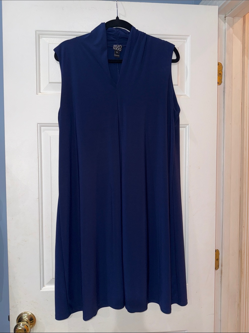 CLARA SUNWOO Sleeveless V-Neck Midi Dress in Navy Blue